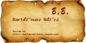 Bartánusz Béni névjegykártya